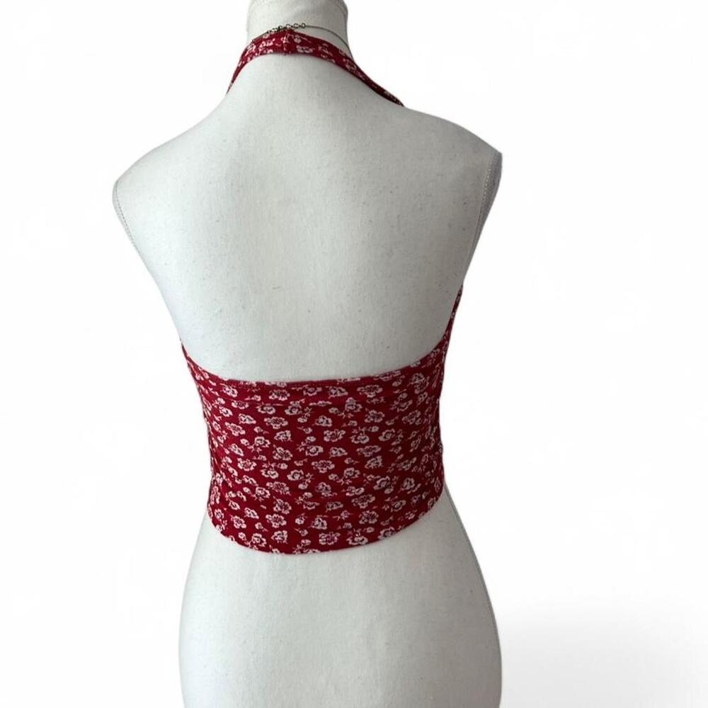 Hollister Must Have Red Floral Halter Neck Top Size Small 96 % Cotton - Picture 2 of 6